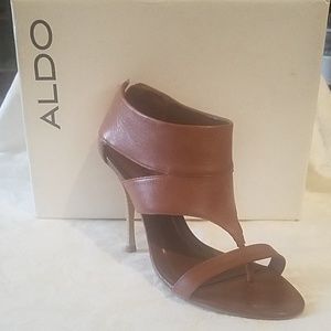 Aldo Goodsite Cognac Heels Sandals Sz 8
